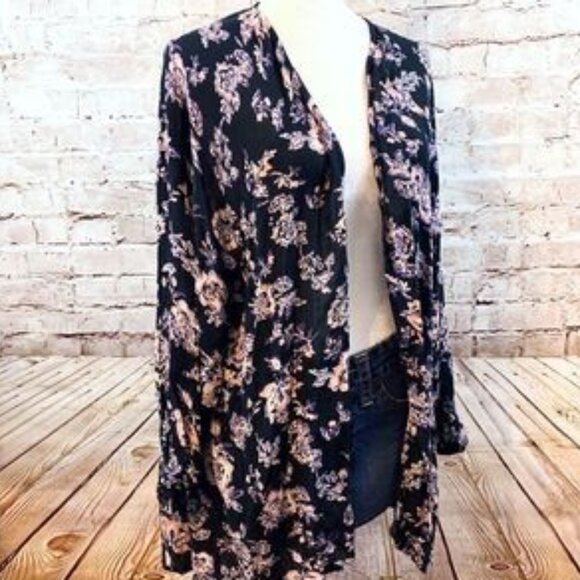 Billabong Floral Long Sleeve Kimono Cardigan S/M - Picture 2 of 6